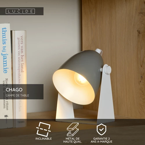 Lucide CHAGO - Lampe de table - 1xE14 - Gris - USP